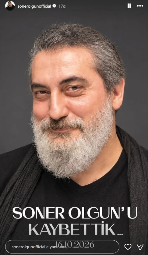 خبر درگذشت سونر اولگون (Soner Olgun) از حساب کاربری او در شبکههای اجتماعی نیز اعلام شد. پس از انتشار پستی از سوی مشاور ارتباطاتش، فولیا ایناندیکلی (Fulya İnandıklı)، در حساب کاربری او در شبکههای اجتماعی، این خبر تلخ دوستدارانش را عزادار کرد.